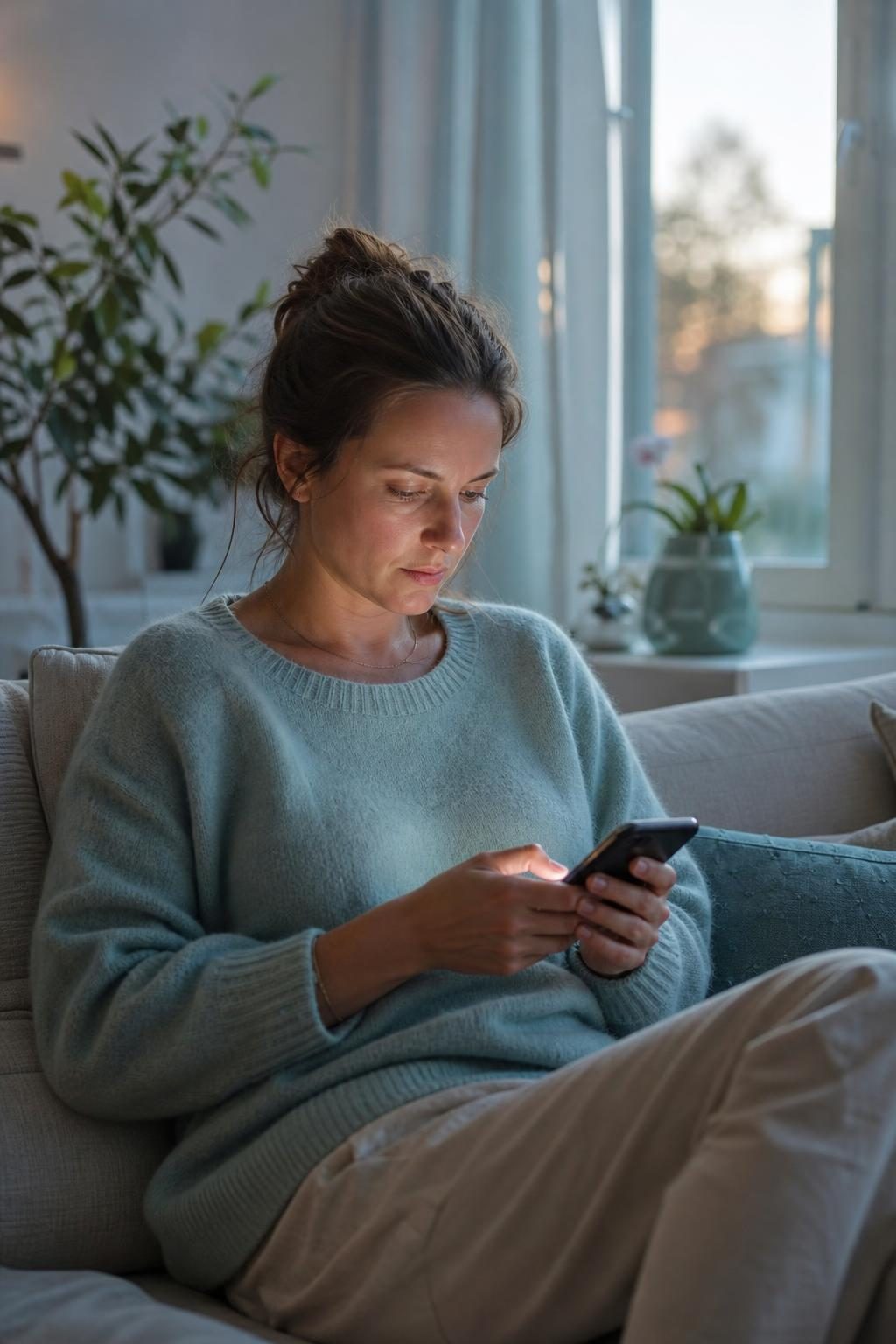 Person fragt am Smartphone